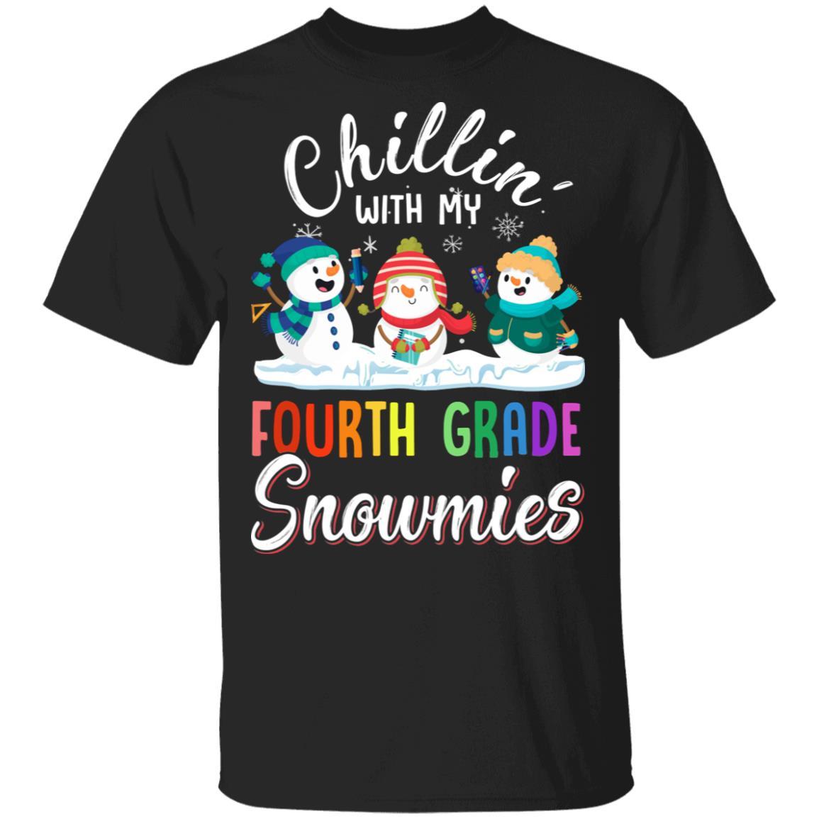 Chillin' With Fourth Grade Snowmies Christmas Teacher Gifts-T-Shirt & Sweatshirt-Classic T-Shirt-Black