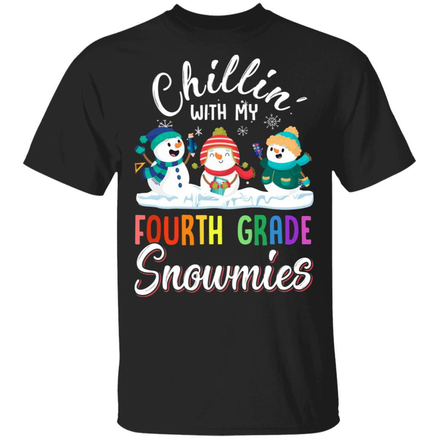 Chillin' With Fourth Grade Snowmies Christmas Teacher Gifts-T-Shirt & Sweatshirt-Classic T-Shirt-Black