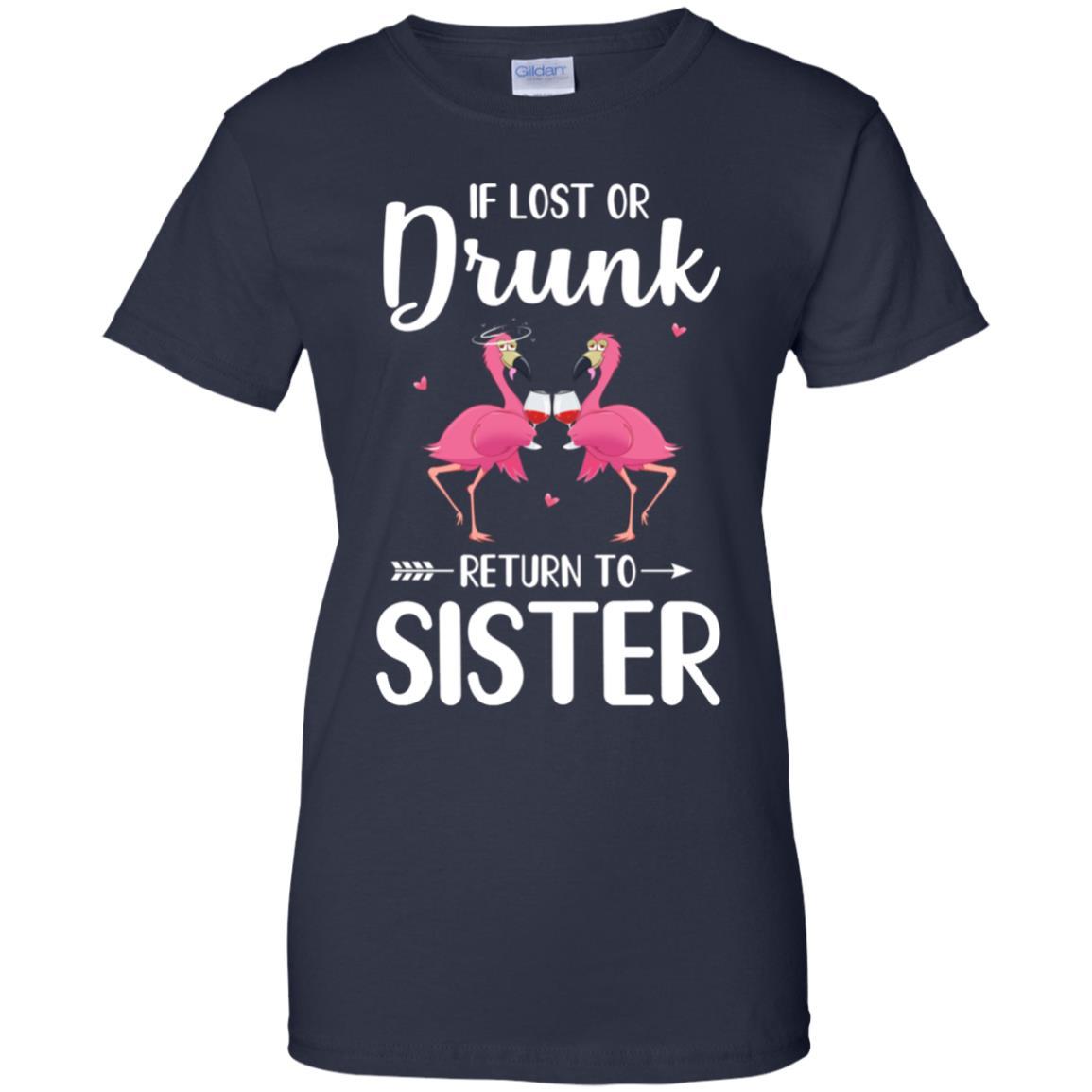 Flamingo If I Lost Or Drunk Please Return To Sister-T-Shirt & Tank Top-Women's T-Shirt-Navy