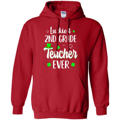 Luckiest 2nd Grade Teacher Ever Irish St Patricks Day-T-Shirt & Hoodie-Pullover Hoodie-Red