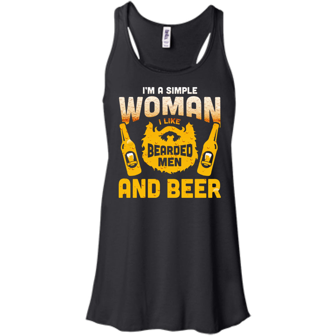 I'm A Simple Woman I Like Bearded Men And Beer-T-Shirt & Hoodie-Women's Flowy Racerback Tank-Black