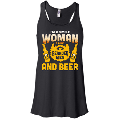 I'm A Simple Woman I Like Bearded Men And Beer-T-Shirt & Hoodie-Women's Flowy Racerback Tank-Black
