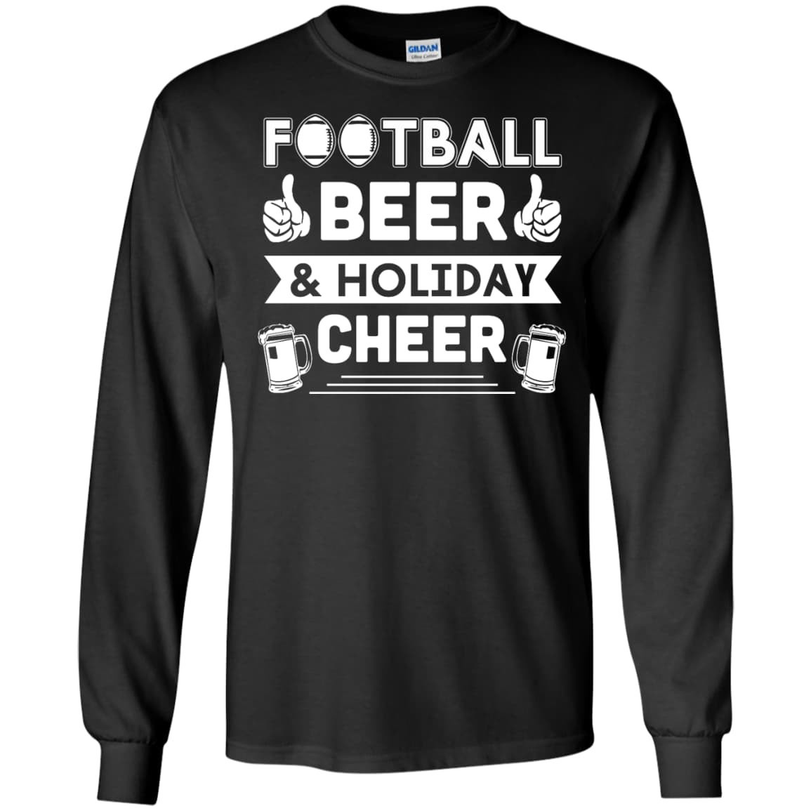 Football Beer Holiday Cheer-T-Shirt & Hoodie-Long Sleeve T-Shirt-Black
