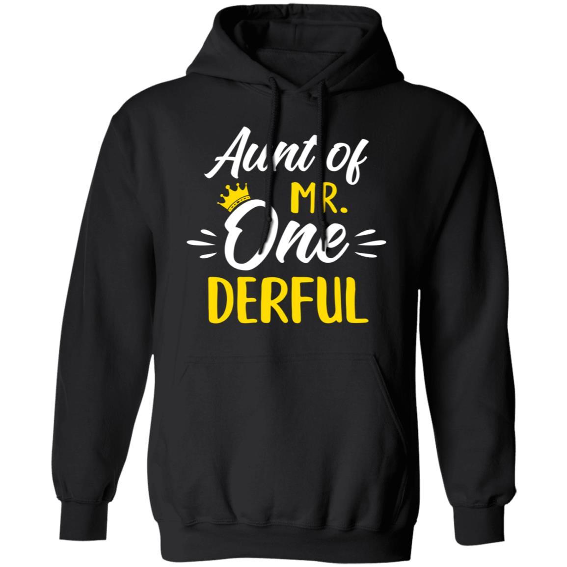 Aunt Of Mr Onederful 1st Birthday Party Costumes Gifts-T-Shirt & Hoodie-Pullover Hoodie-Black