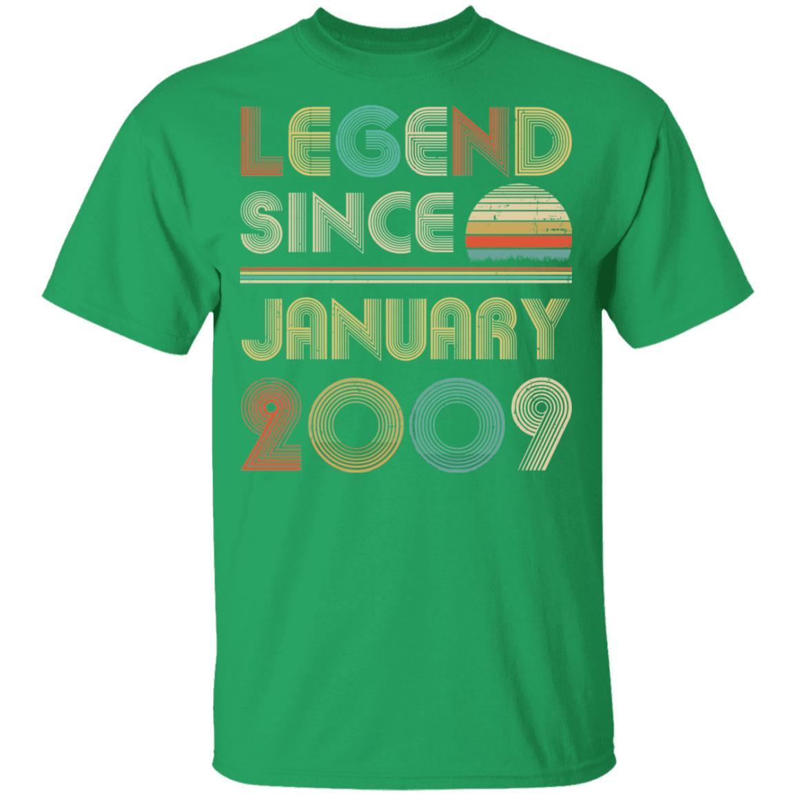 Legend Since January 2009 Vintage 12th Birthday Gifts Youth-Youth Shirt-Youth T-Shirt-Irish Green