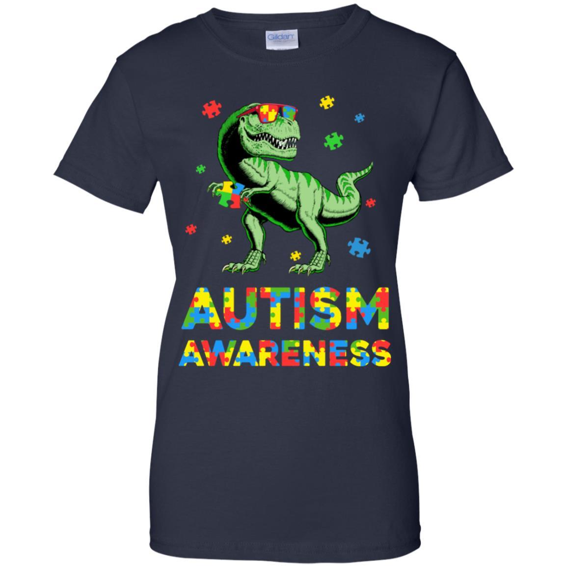 Dinosaur Puzzle Autism Awareness For Boys Girls-T-Shirt & Hoodie-Women's T-Shirt-Navy