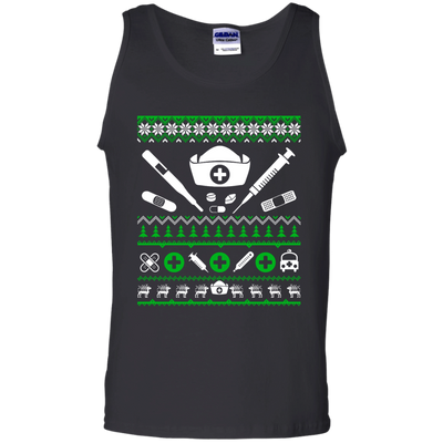 Nurse Christmas Sweater-T-Shirt & Hoodie-Unisex Tank-Black