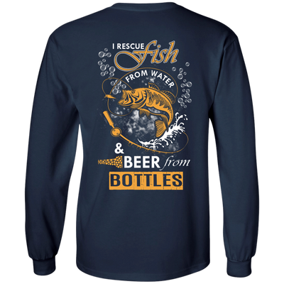 I Rescue Fish From Water Beer From Bottles-T-Shirt & Hoodie-Long Sleeve T-Shirt-Navy
