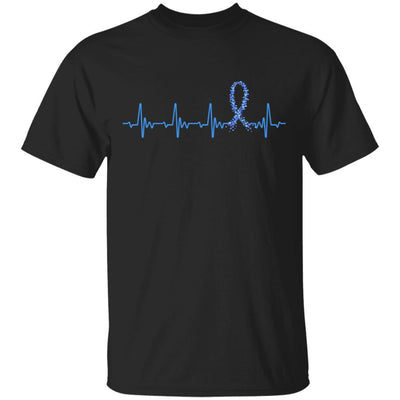 Colon Cancer Awareness Blue Ribbon Heartbeat-T-Shirt & Hoodie-Classic T-Shirt-Black