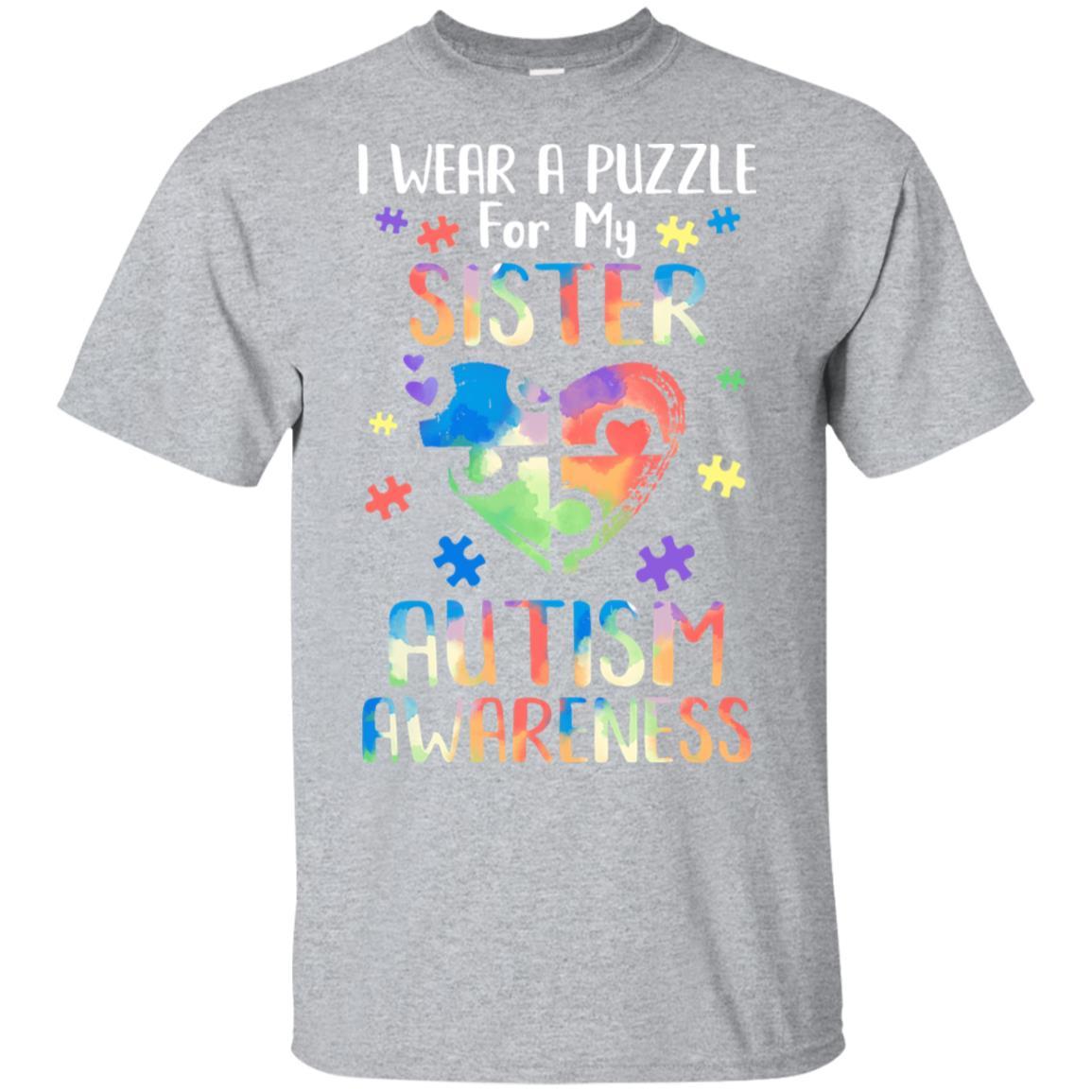 I Wear A Puzzle For My Sister Autism Awareness-T-Shirt & Hoodie-Classic T-Shirt-Sport Grey
