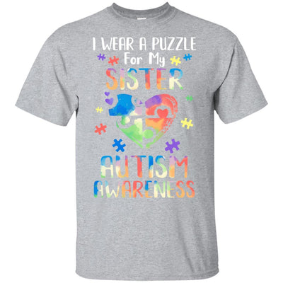 I Wear A Puzzle For My Sister Autism Awareness-T-Shirt & Hoodie-Classic T-Shirt-Sport Grey
