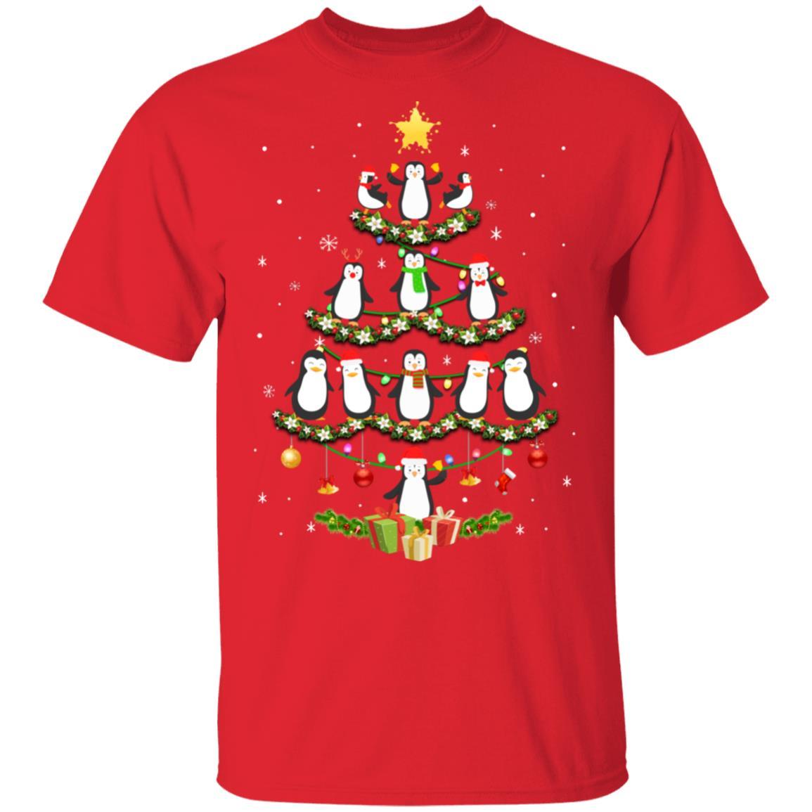 Penguin Christmas Tree Penguin Lover Xmas Gift-T-Shirt & Sweatshirt-Classic T-Shirt-Red