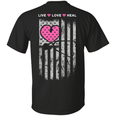 Nurse Heart Flag American Live Love Heal-T-Shirt & Hoodie-Classic T-Shirt-Black