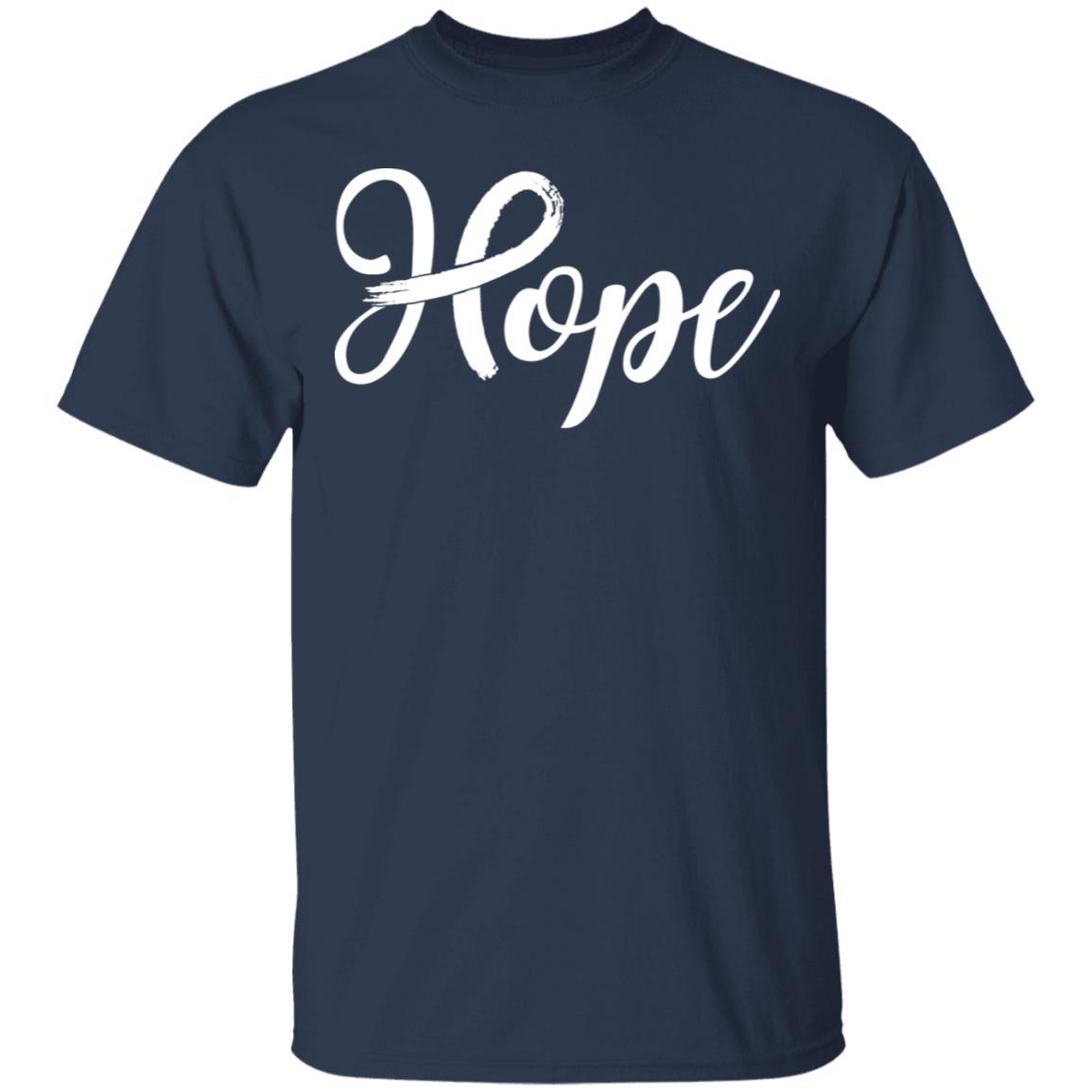 Lung Cancer Awareness White Ribbon Hope-T-Shirt & Hoodie-Classic T-Shirt-Navy