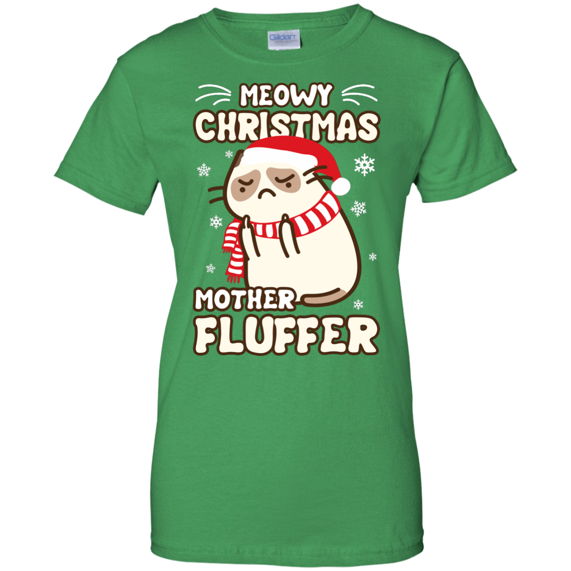 Meowy Christmas Mother Fluffer T Shirt-T-Shirt & Hoodie-Women's T-Shirt-Irish Green