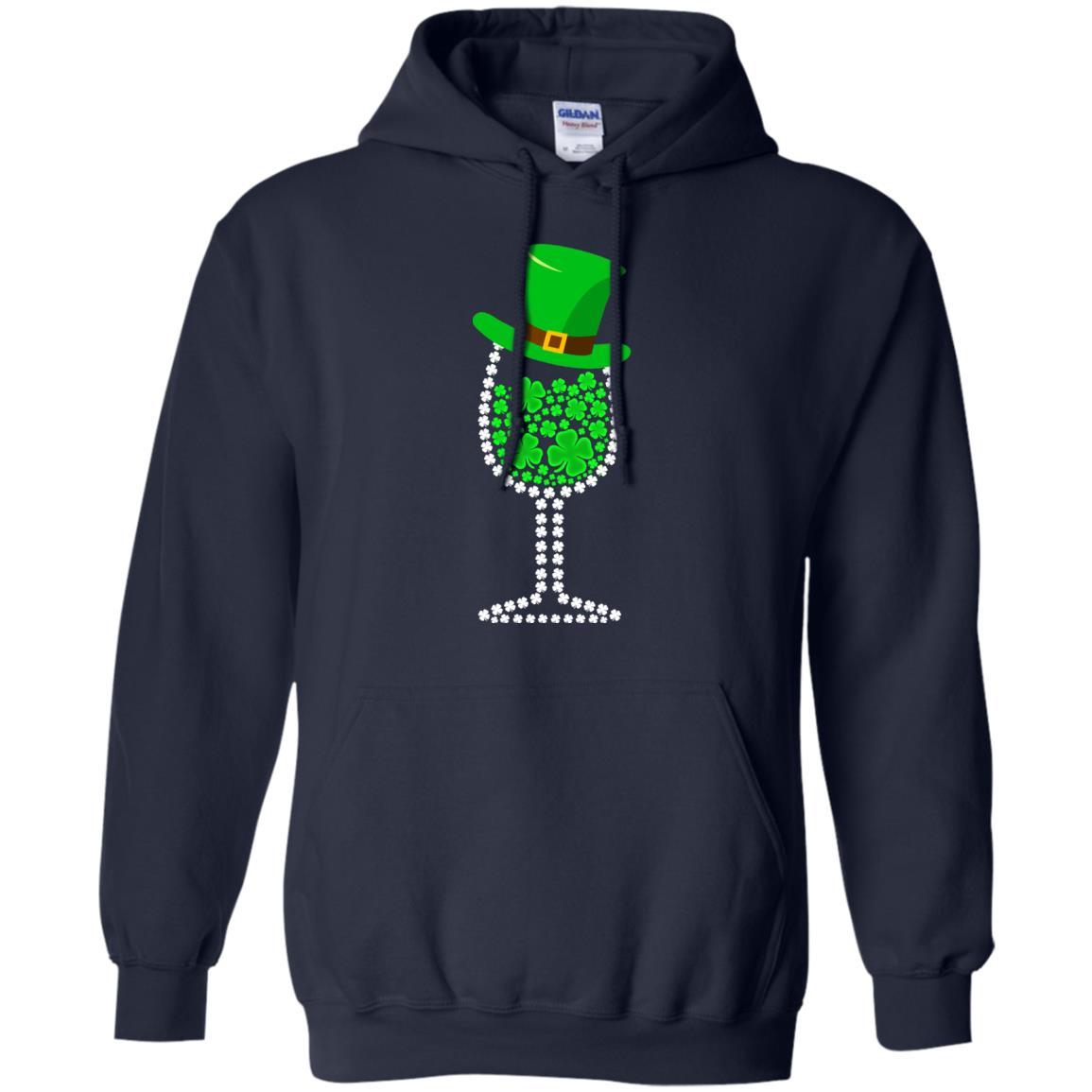 Shamrock Wine Glass Top Hat St Patrick's Day Gift-T-Shirt & Hoodie-Pullover Hoodie-Navy