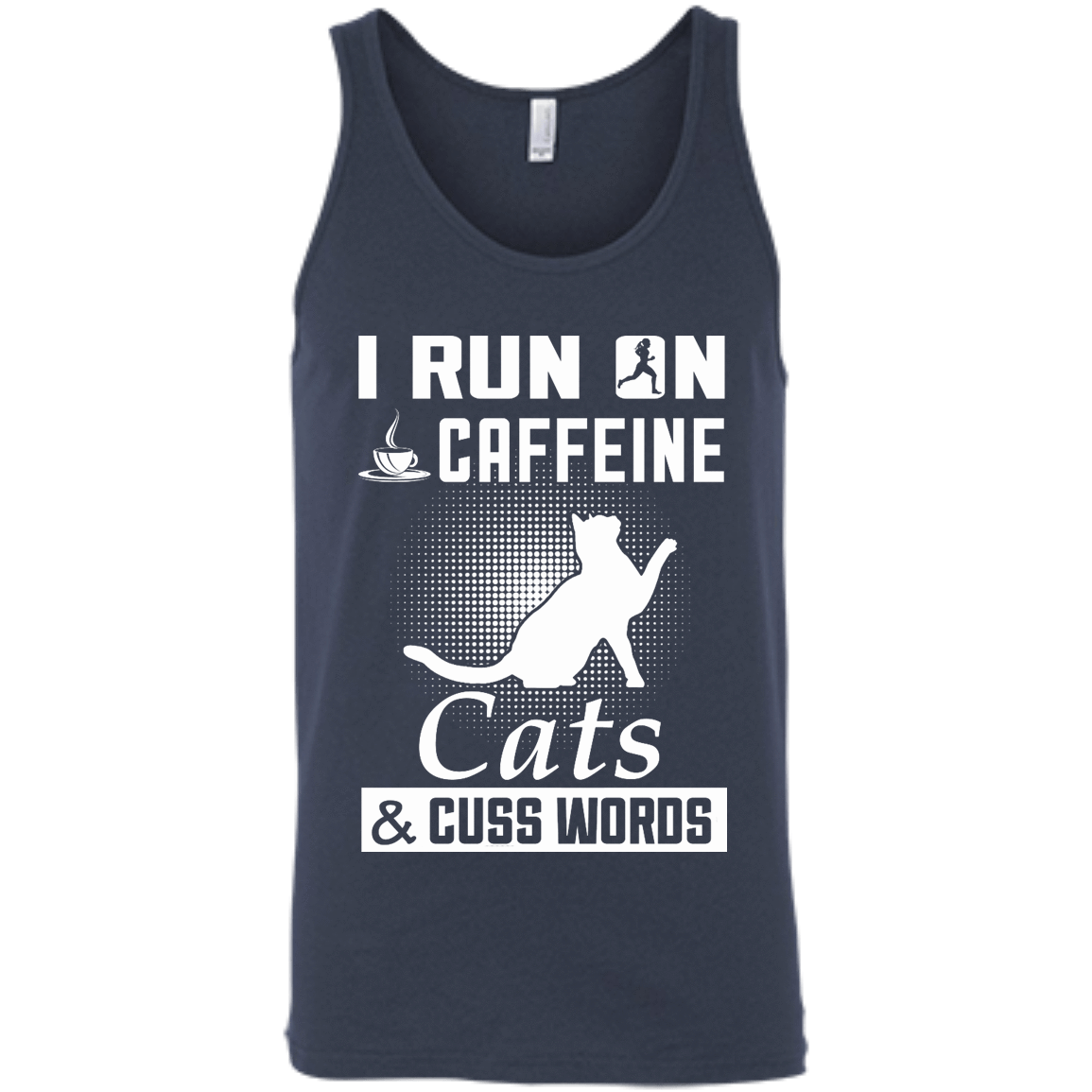 I Run On Caffeine Cats And Cuss Words-T-Shirt & Hoodie-Unisex Tank-Navy