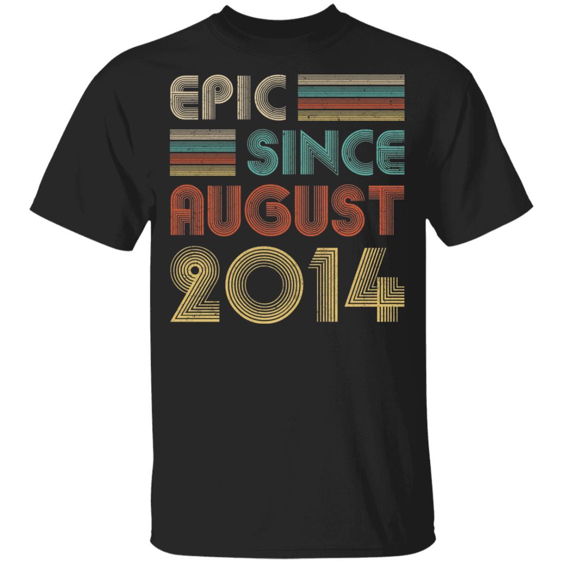 Epic Since August 2014 Vintage 7th Birthday Gifts Youth-Youth Shirt-Youth T-Shirt-Black