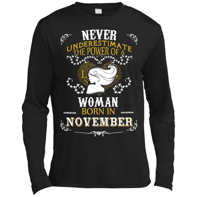 A Woman Born In NOVEMBER-T-Shirt & Hoodie-Long Sleeve T-Shirt-Black