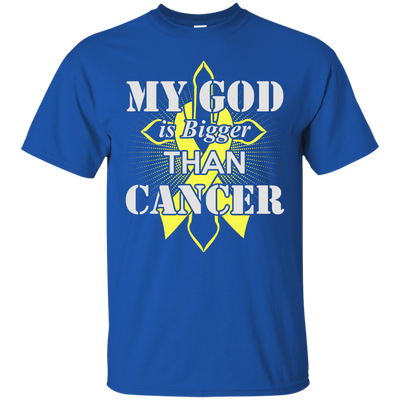My God Is Bigger Than Cancer Yellow Awareness Ribbon-T-Shirt & Hoodie-Classic T-Shirt-Royal