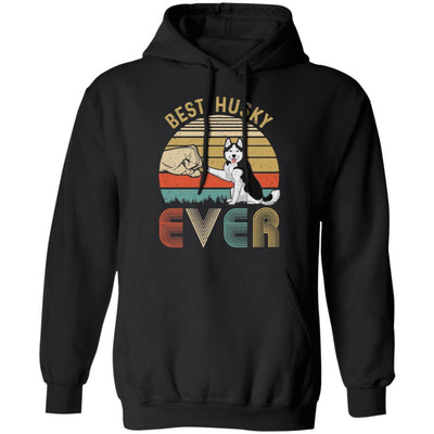 Vintage Best Husky Dad Ever Bump Fit Funny Dad Gifts-T-Shirt & Hoodie-Pullover Hoodie-Black