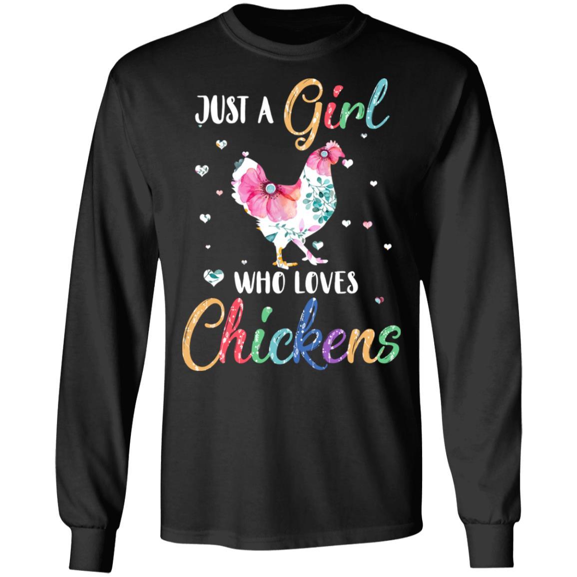 Just A Girl Who Loves Chickens Cute Chicken Lover-T-Shirt & Hoodie-Long Sleeve T-Shirt-Black