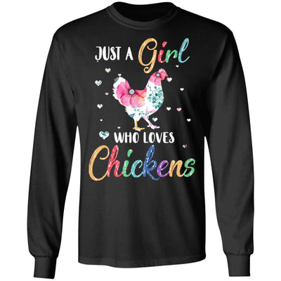 Just A Girl Who Loves Chickens Cute Chicken Lover-T-Shirt & Hoodie-Long Sleeve T-Shirt-Black