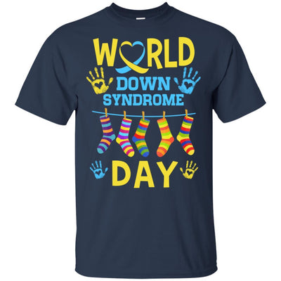 World Down Syndrome Day Gifts Dad Mom Kids Socks-T-Shirt & Hoodie-Classic T-Shirt-Navy
