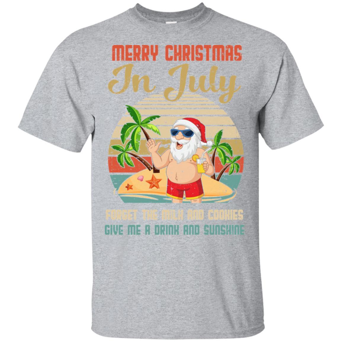 Funny Vintage Retro Santa Merry Christmas In July Gift-T-Shirt & Tank Top-Classic T-Shirt-Sport Grey