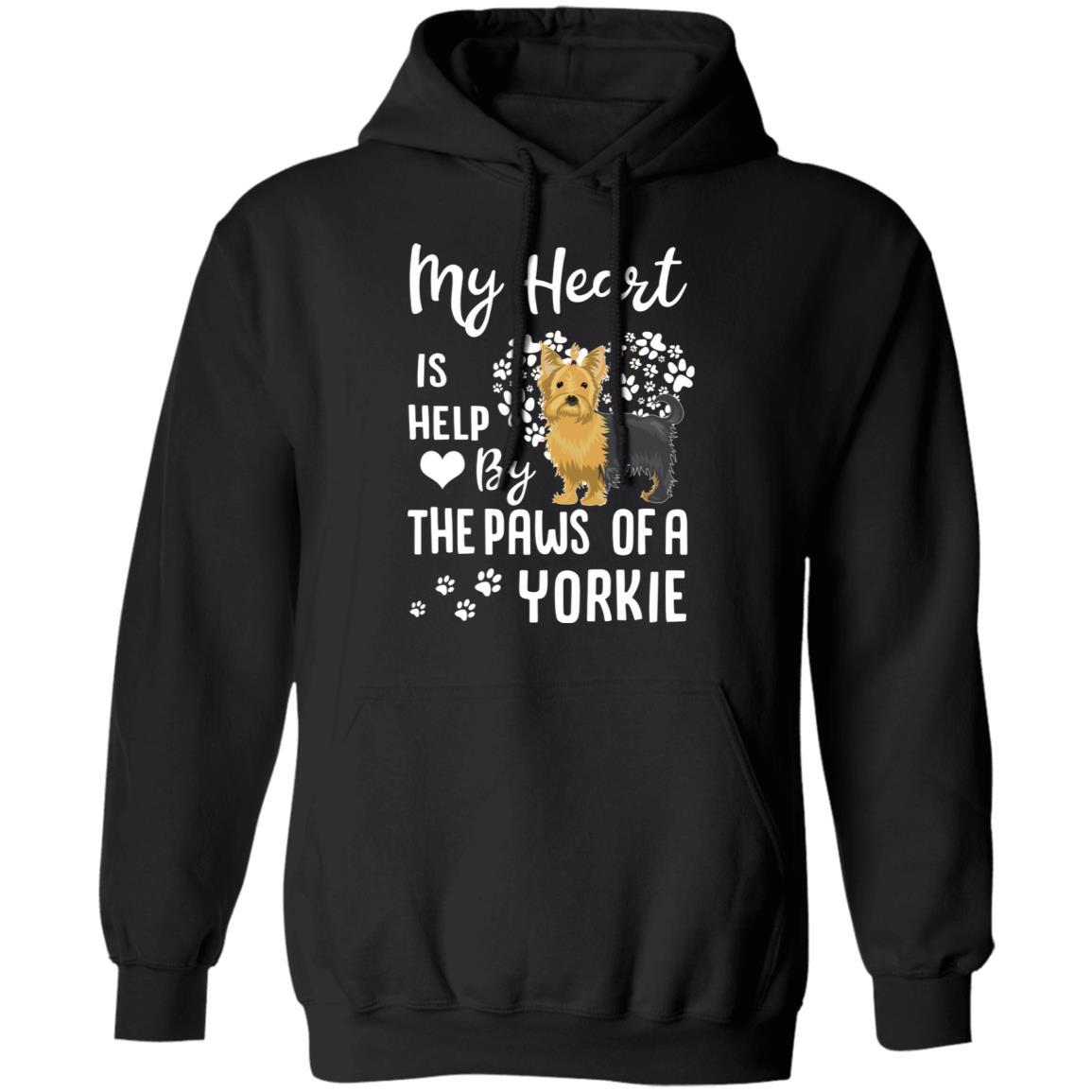 My Heart Is Held By The Paws Of A Yorkie Lover-T-Shirt & Hoodie-Pullover Hoodie-Black