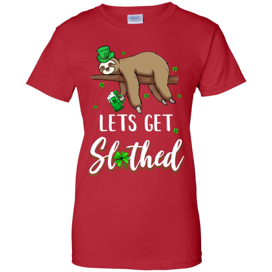 Funny Let's Get Slothed Irish Sloth St Patricks Day-T-Shirt & Hoodie-Women's T-Shirt-Red
