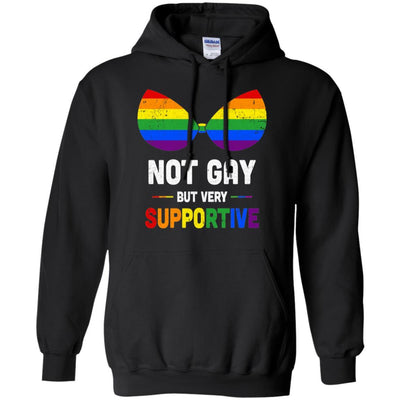 Not Gay But Very Supportive LGBT Straight Bra-T-Shirt & Hoodie-Pullover Hoodie-Black