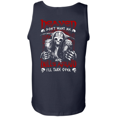 Heaven Don't Want Me And Hell's Afraid I'll Take Over-T-Shirt & Hoodie-Unisex Tank-Navy