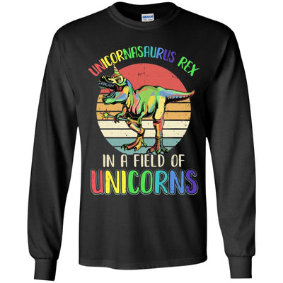 Be A Unicornasaurus Rex In A Field Of Unicorns Youth-Youth Shirt-Youth Long Sleeve T-Shirt-Black
