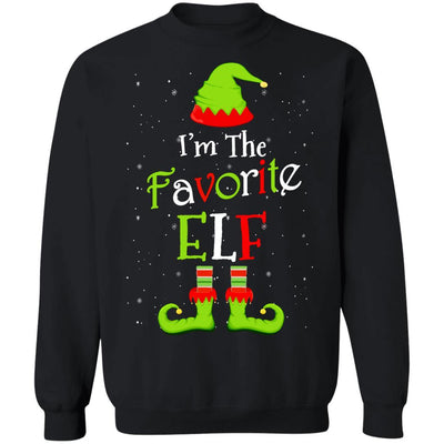 I'm The Favorite Elf Family Matching Funny Christmas Group Gift-T-Shirt & Sweatshirt-Crewneck Sweatshirt-Black