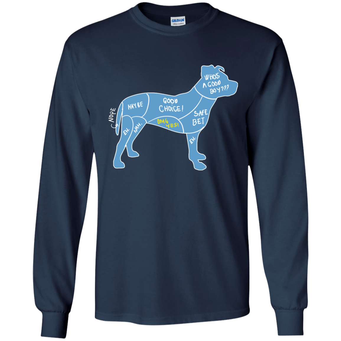 Proper Way To Pet A Dog Pitbull Lover-T-Shirt & Hoodie-Long Sleeve T-Shirt-Navy