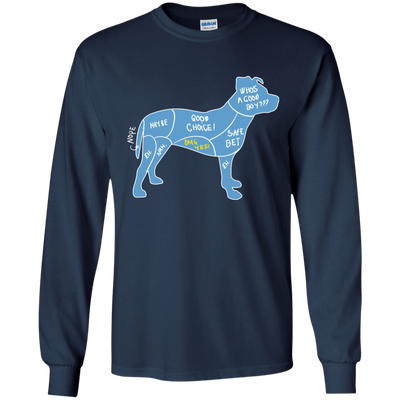 Proper Way To Pet A Dog Pitbull Lover-T-Shirt & Hoodie-Long Sleeve T-Shirt-Navy