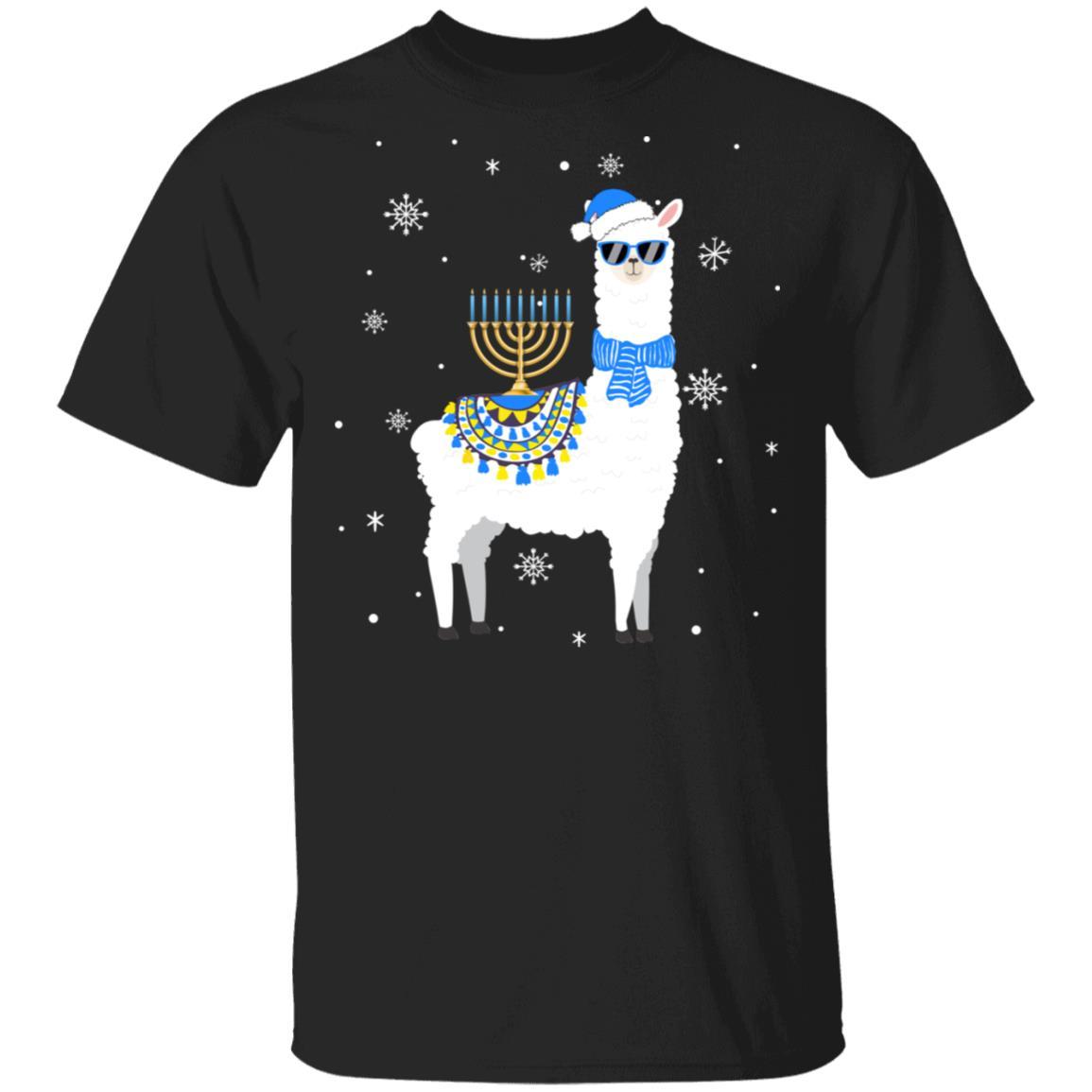 Menorah Hanukkah Llama Cute Alpaca Chanukah Gift-T-Shirt & Sweatshirt-Classic T-Shirt-Black