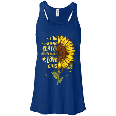 I Just Really Really Love Cats Sunflower-T-Shirt & Tank Top-Women's Flowy Racerback Tank-True Royal