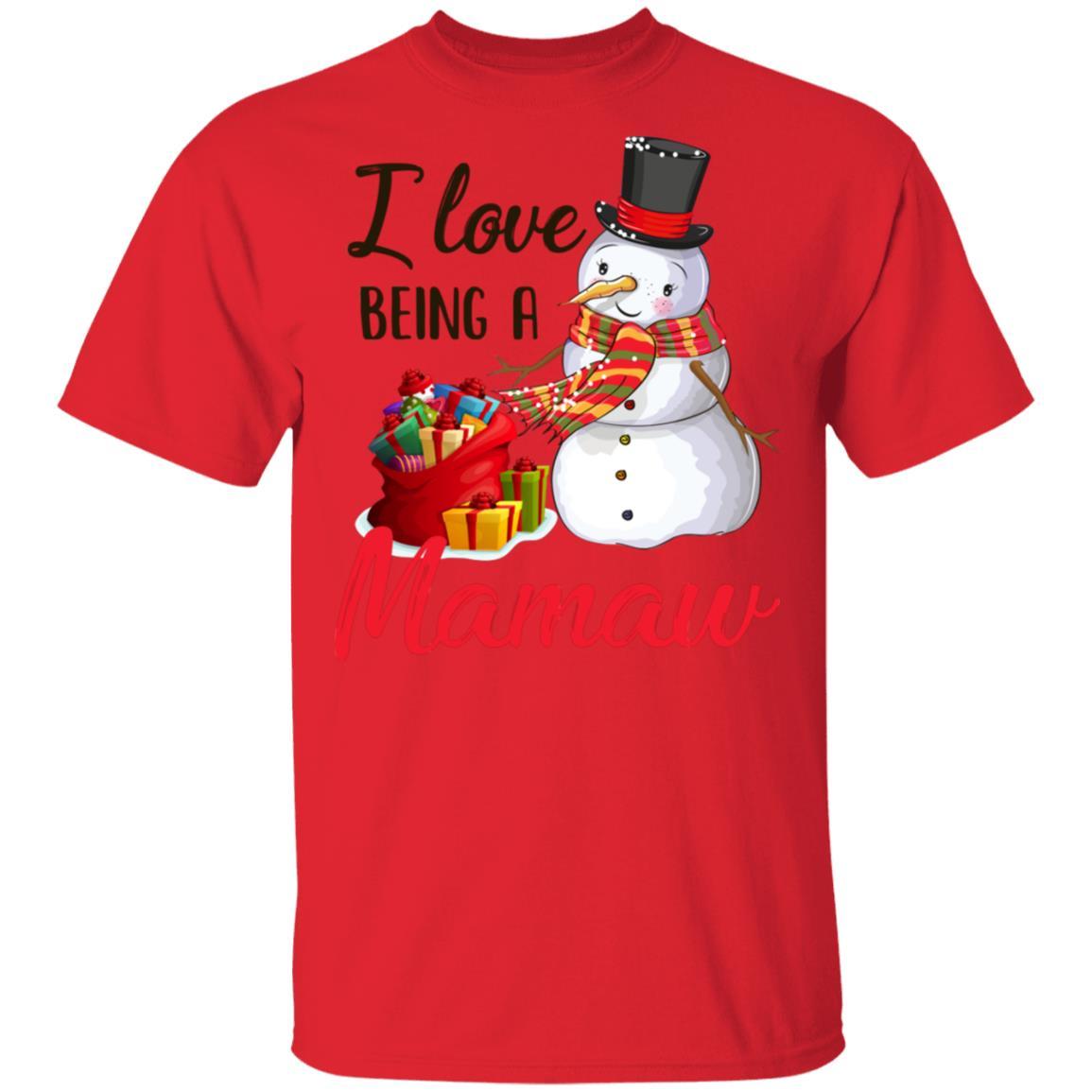 I Love Being A Mamaw Snowman Gift For Christmas Day-T-Shirt & Sweatshirt-Classic T-Shirt-Red