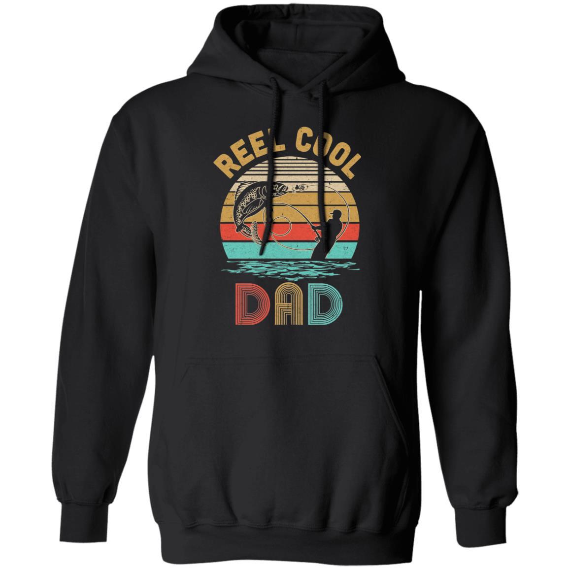 Vintage Reel Cool Bonus Dad Fish Fishing Father's Day Gift-T-Shirt & Hoodie-Pullover Hoodie-Black