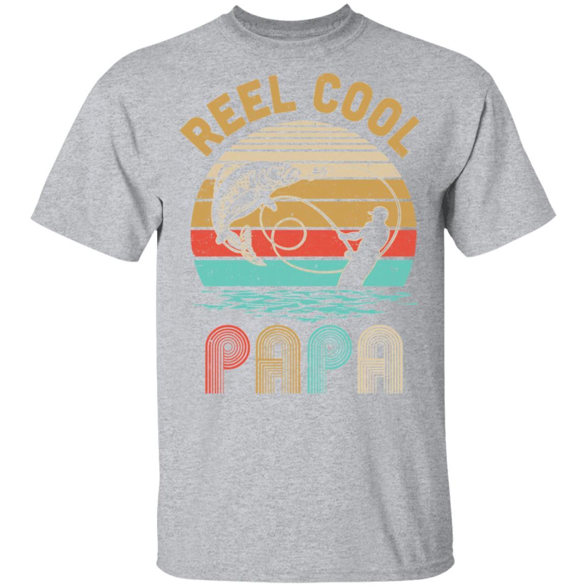 Vintage Reel Cool Papa Fish Fishing Father's Day Gift-T-Shirt & Hoodie-Classic T-Shirt-Sport Grey