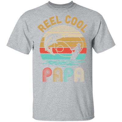 Vintage Reel Cool Papa Fish Fishing Father's Day Gift-T-Shirt & Hoodie-Classic T-Shirt-Sport Grey