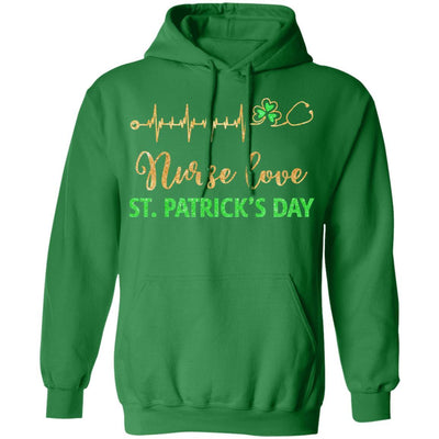 Stethoscope Love Shamrock Nurse St Patrick's Day Gifts-T-Shirt & Hoodie-Pullover Hoodie-Irish Green