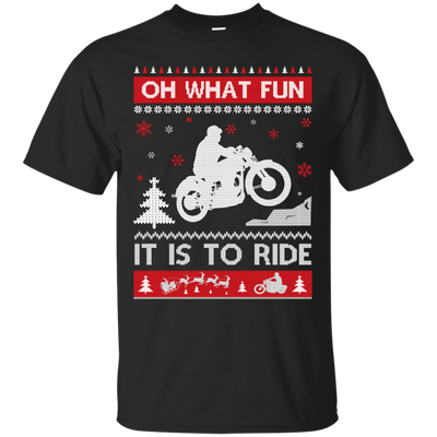 Motorcycle Sweater Christmas Oh What Fun It Is To Ride-T-Shirt & Hoodie-Classic T-Shirt-Black