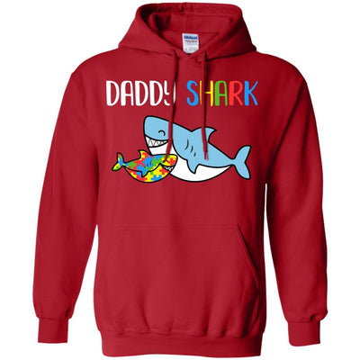 Daddy Shark Support Autism Awareness For Child-T-Shirt & Hoodie-Pullover Hoodie-Red