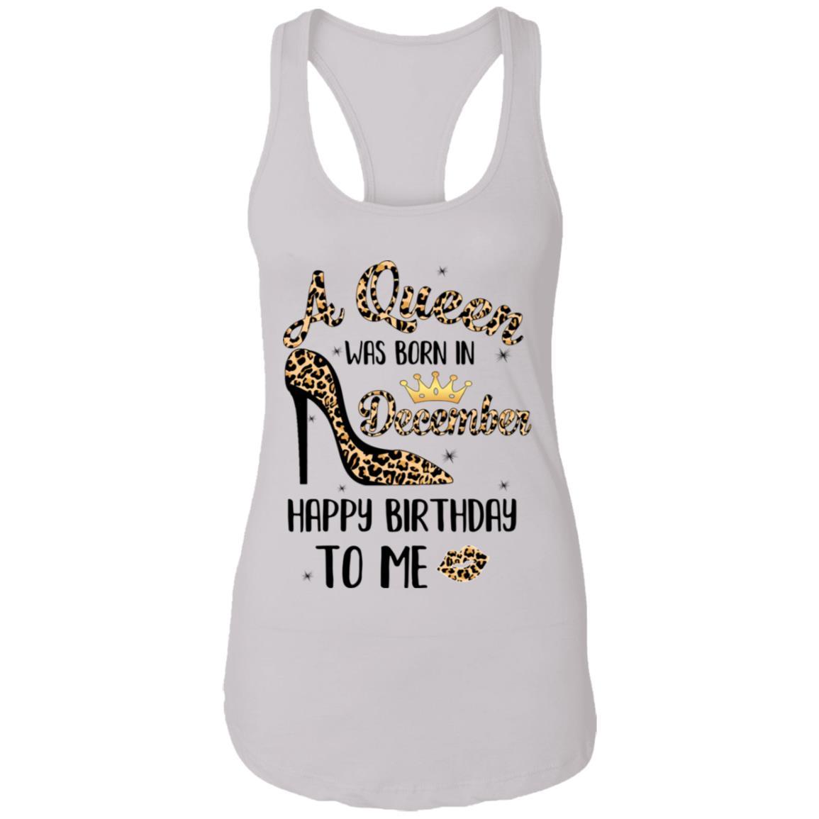 Born In December Girl Leopard High Heels Birthday Women Gift-T-Shirt & Tank Top-Women's Ideal Racerback Tank-White