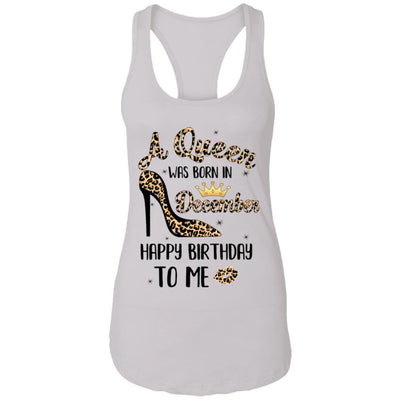 Born In December Girl Leopard High Heels Birthday Women Gift-T-Shirt & Tank Top-Women's Ideal Racerback Tank-White