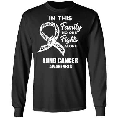 In This School No One Fights Lung Cancer Awareness Alone-T-Shirt & Hoodie-Long Sleeve T-Shirt-Black