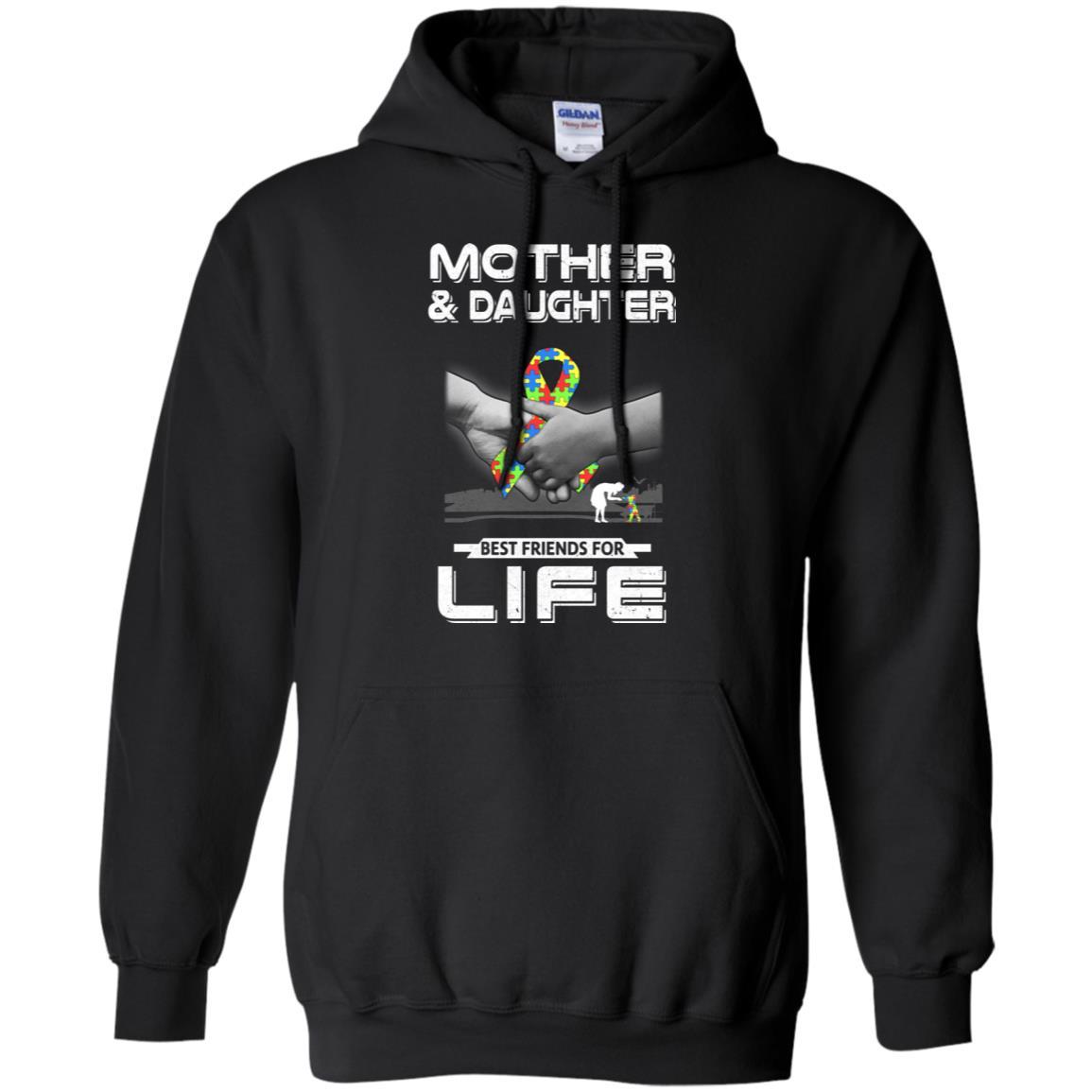 Autism Awareness Mother And Daughter Best Friends For Life-T-Shirt & Hoodie-Pullover Hoodie-Black